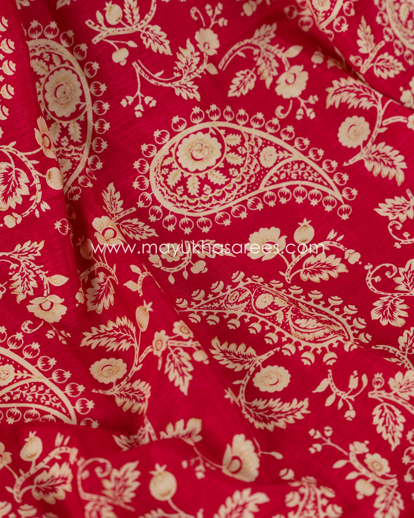 Paisley Prints on Pink Munga Silk Saree with Kanchipuram Inspired gap borders and Stitched Blouse in Size 38 44