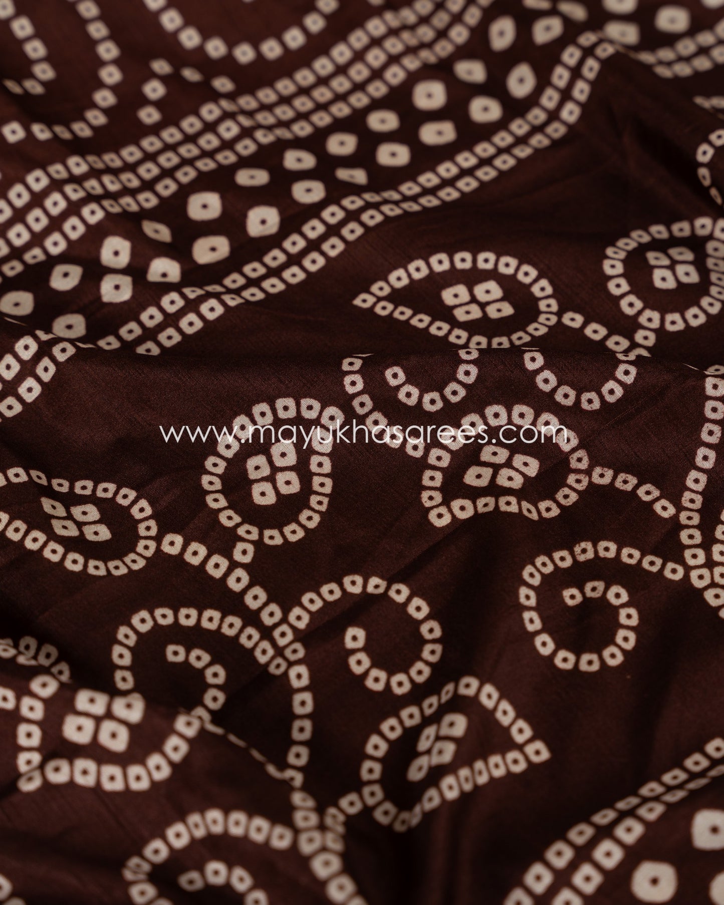 Wine Munga Silk Saree with Bandini Prints with Banarasi Inspired borders and Stitched Blouse in Size 38 44