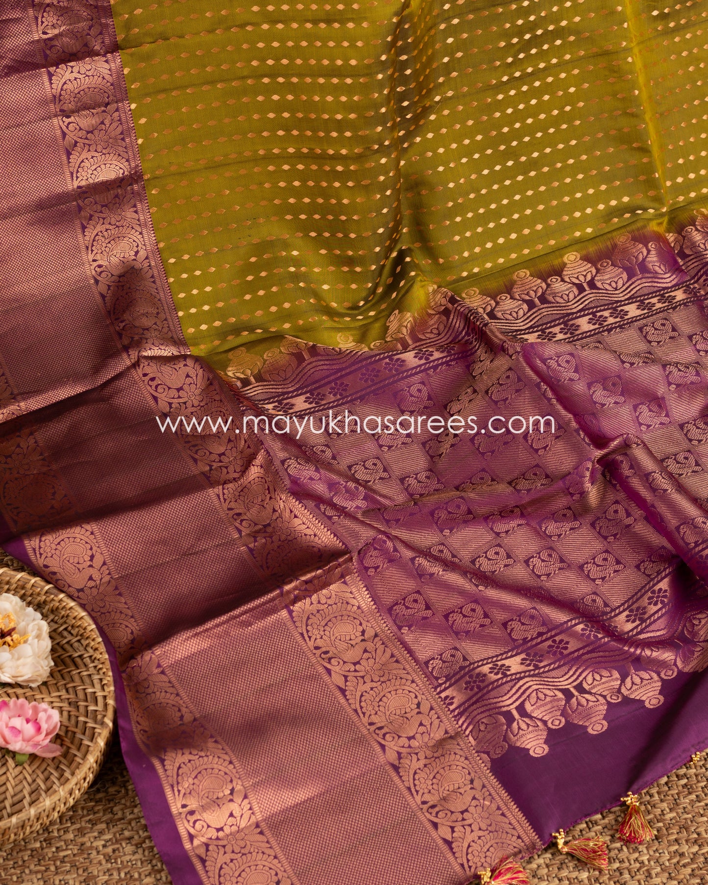 Royal Elegance: Kanchipuram 1000 Butties Saree With Handworked Blouse, Free Shipping!  And Stitched Blouse In Size 38-44