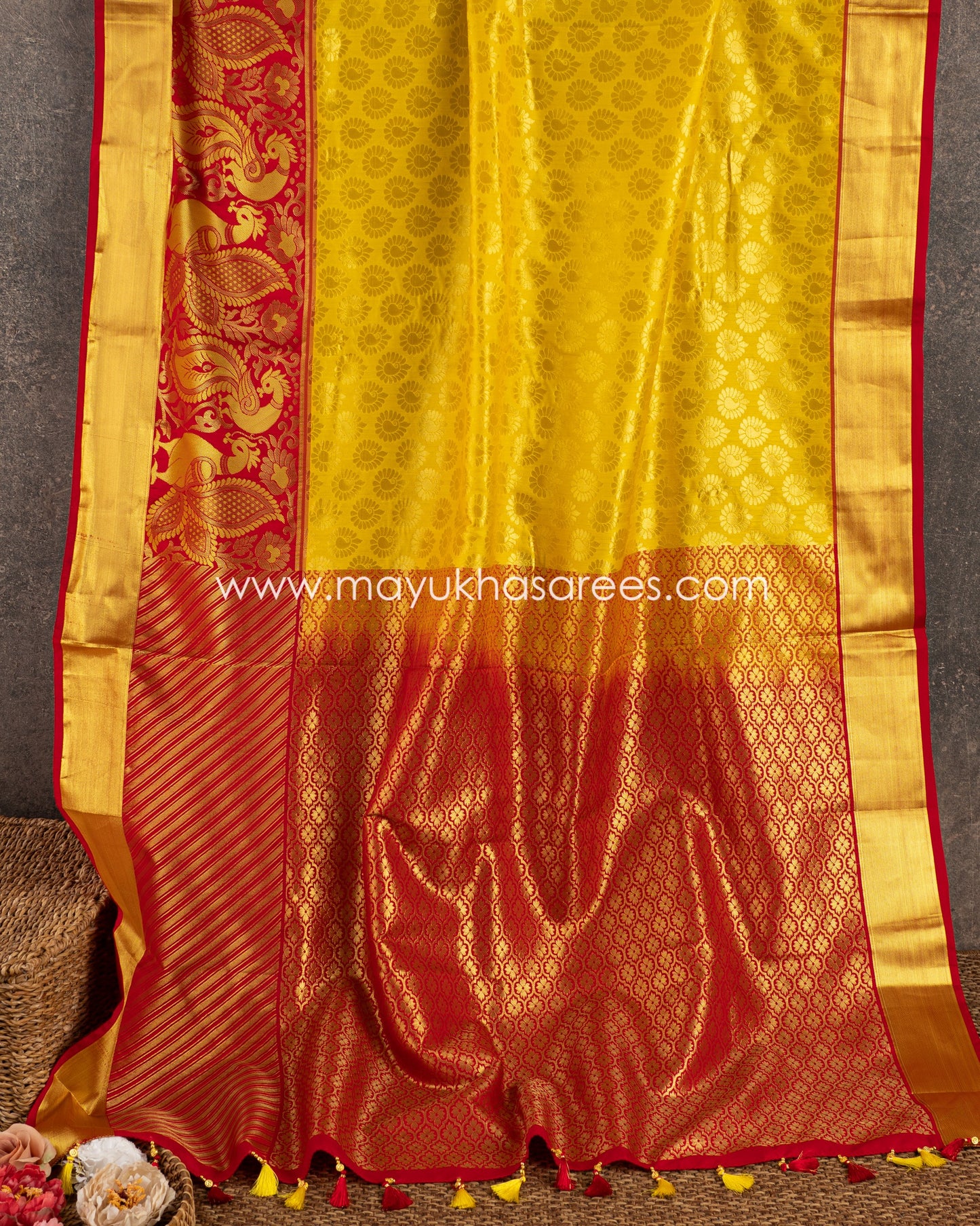 Saffron Dreams: Powerloom Kanchipuram Saree With Brocade Weaving, Free Shipping!  And Stitched Blouse In Size 38-50