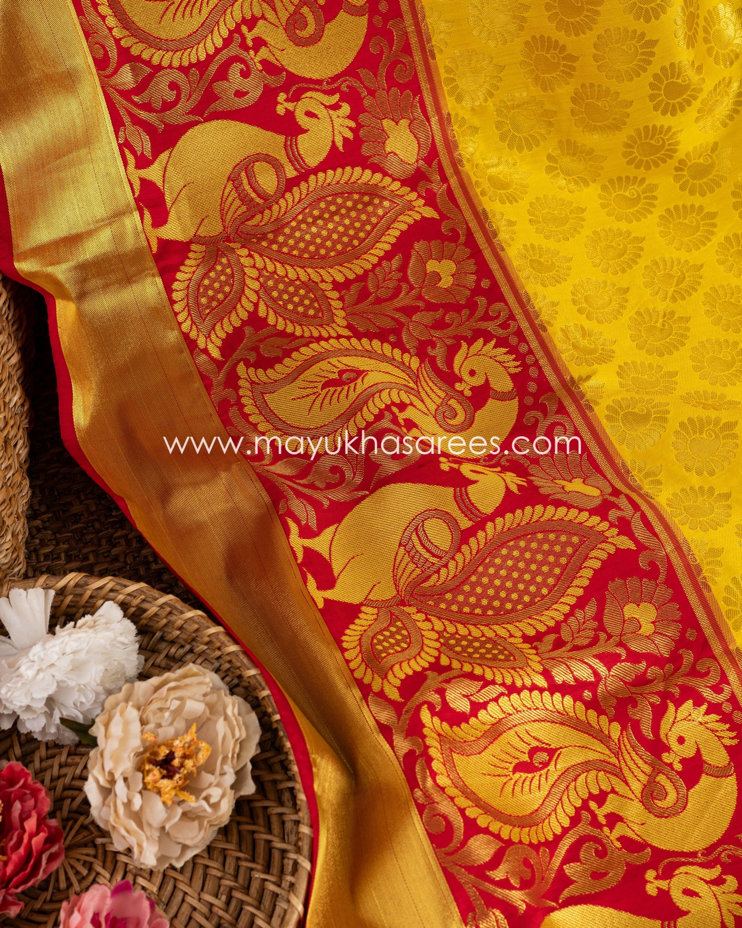 Saffron Dreams: Powerloom Kanchipuram Saree With Brocade Weaving, Free Shipping!  And Stitched Blouse In Size 38-50