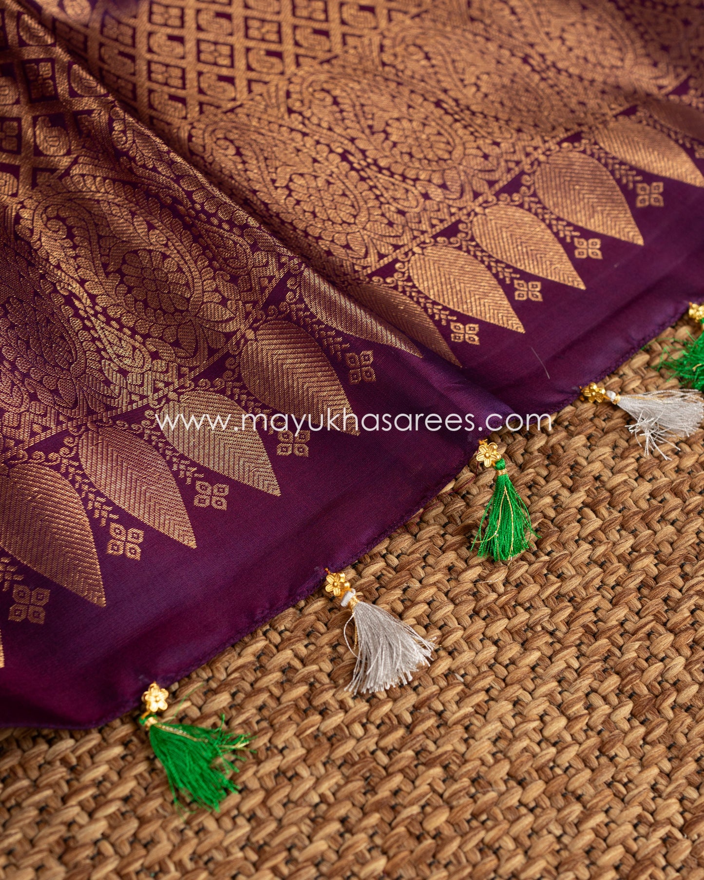 Royal Tapestry: Brocade Gadwal Weaving Saree, Free Shipping!   And Stitched Blouse In Size 38-52