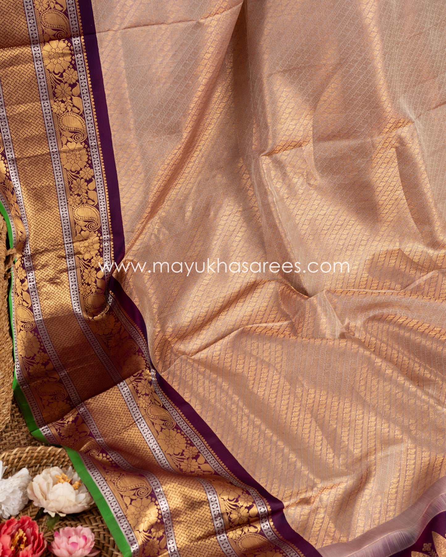 Royal Tapestry: Brocade Gadwal Weaving Saree, Free Shipping!   And Stitched Blouse In Size 38-52