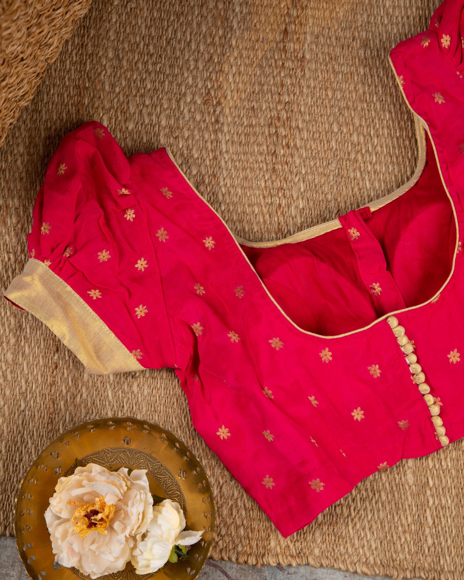 Banarasi Gorgette Orange & Pink Candy Land Saree With Stitched Blouse In Size 38-44 mayukhasarees