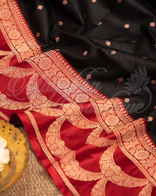 Banarasi Katan Silk Saree With Stitched Blouse In Size 38-44 mayukhasarees