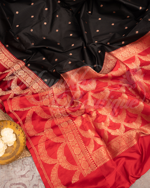 Banarasi Katan Silk Saree With Stitched Blouse In Size 38-44 mayukhasarees