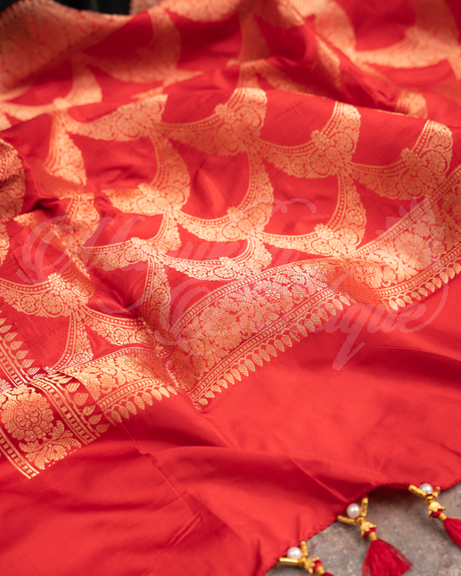 Banarasi Katan Silk Saree With Stitched Blouse In Size 38-44 mayukhasarees