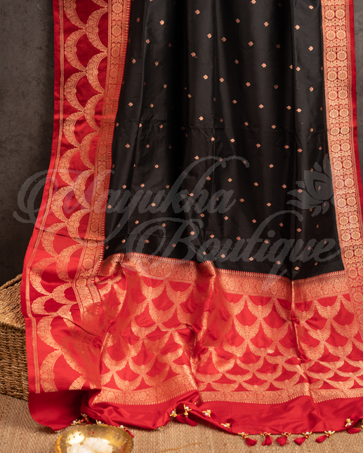 Banarasi Katan Silk Saree With Stitched Blouse In Size 38-44 mayukhasarees