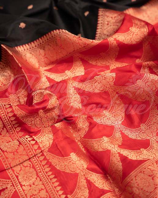 Banarasi Katan Silk Saree With Stitched Blouse In Size 38-44 mayukhasarees