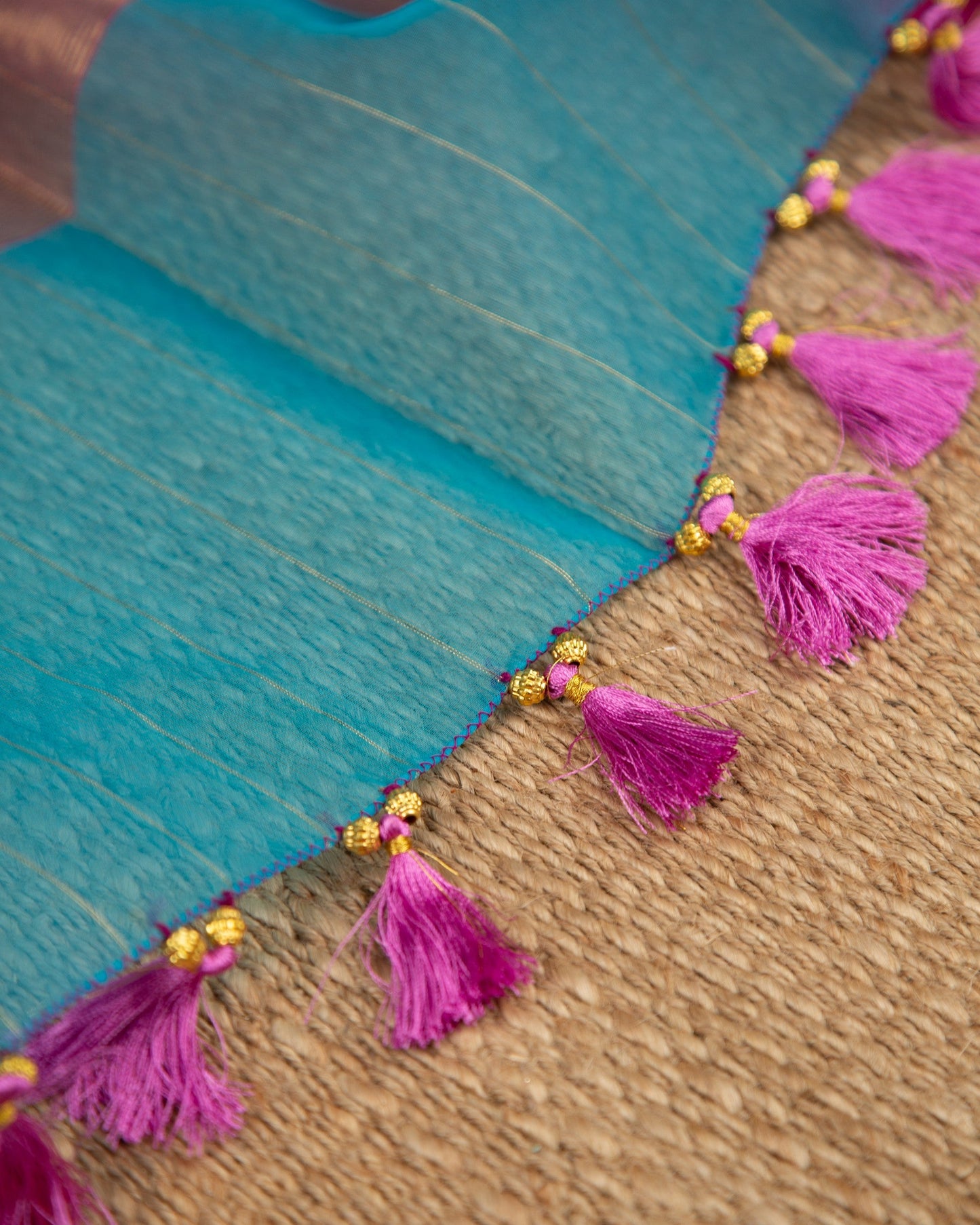 Banarasi Kora Blue & Pink Traditonal Awakening Saree With Stitched Blouse In Size 38-44 mayukhasarees