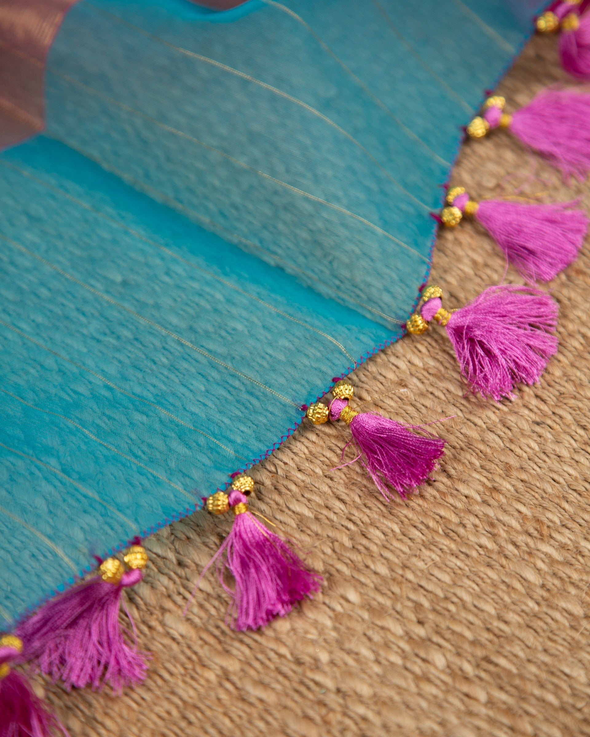 Banarasi Kora Blue & Pink Traditonal Awakening Saree With Stitched Blouse In Size 38-44 mayukhasarees