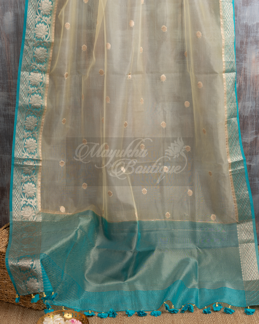 Banarasi Kora Off-White Butta Saree mayukhasarees