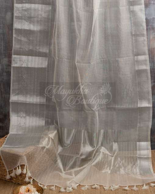 Banarasi Kora Silver Saree mayukhasarees