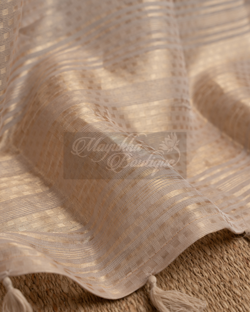 Banarasi Kora Tifli Beige Saree mayukhasarees