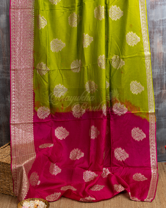 Banarasi Munga Butta Green Saree mayukhasarees