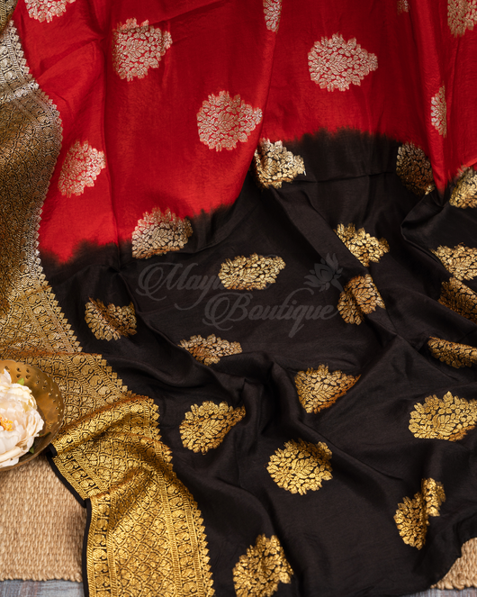 Banarasi Munga Butta Red Saree mayukhasarees