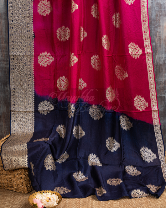 Banarasi Munga Dark Pink Saree mayukhasarees