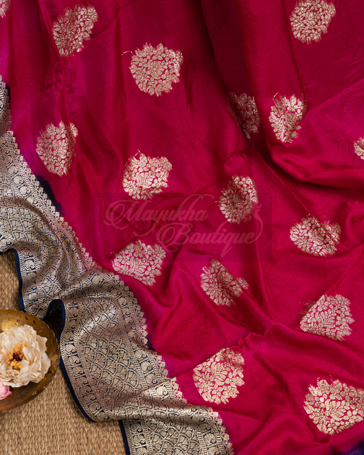 Banarasi Munga Dark Pink Saree mayukhasarees