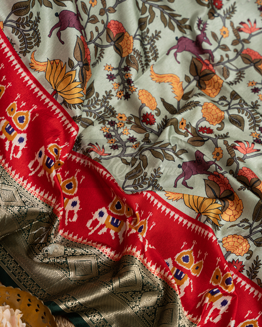 Banarasi Munga Patola And Kalamkari Saree mayukhasarees