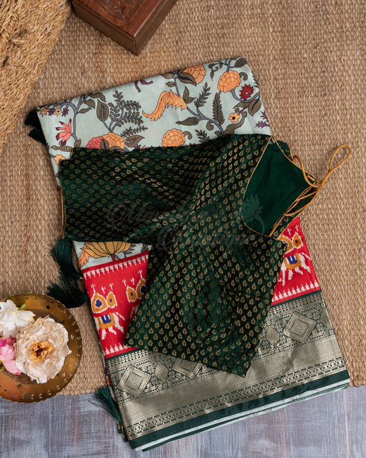 Banarasi Munga Patola And Kalamkari Saree mayukhasarees