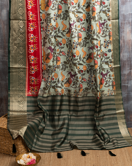 Banarasi Munga Patola And Kalamkari Saree mayukhasarees