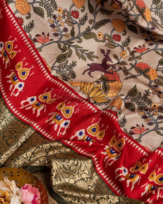 Banarasi Munga Patola And Kalamkari Saree mayukhasarees