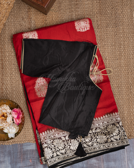 Banarasi Munga Red Saree mayukhasarees