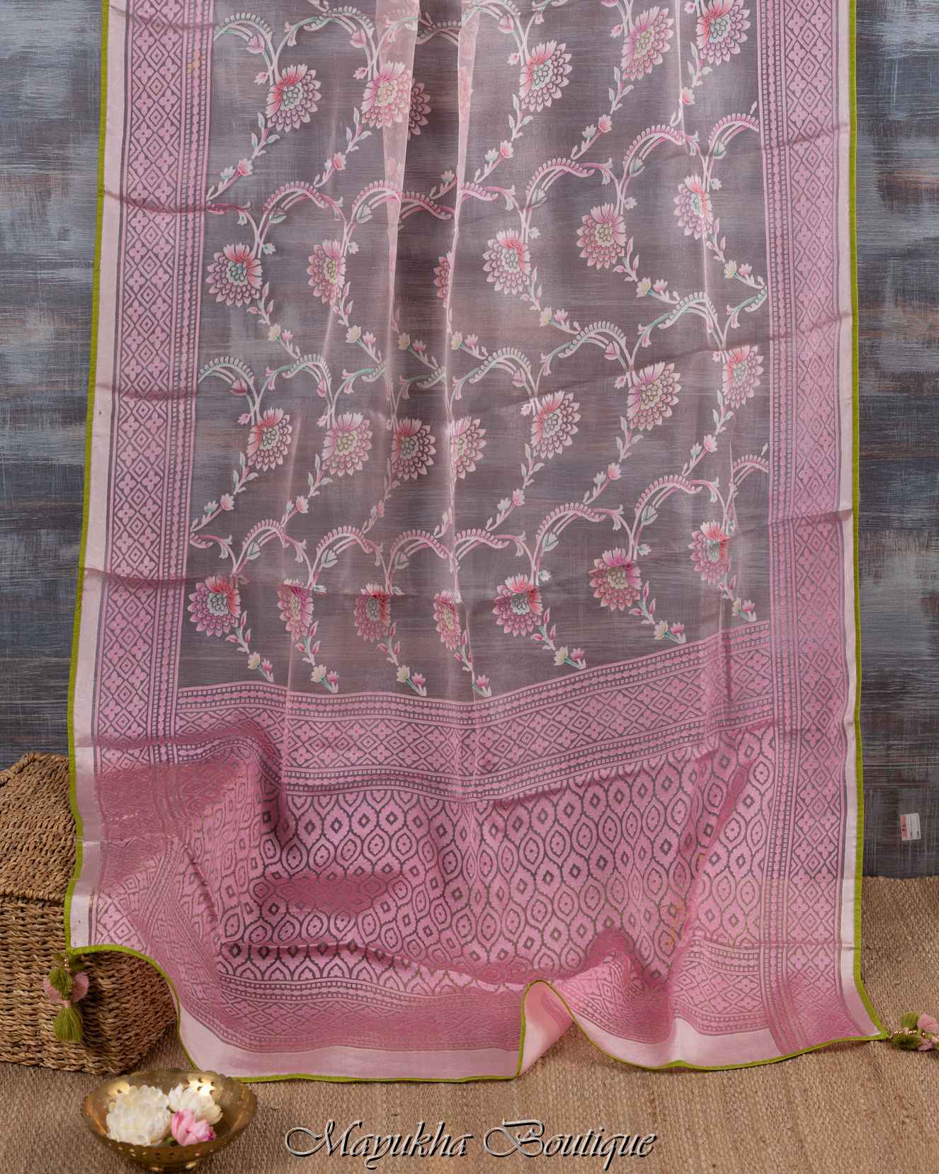 Banarasi Organza Pink Saree mayukhasarees