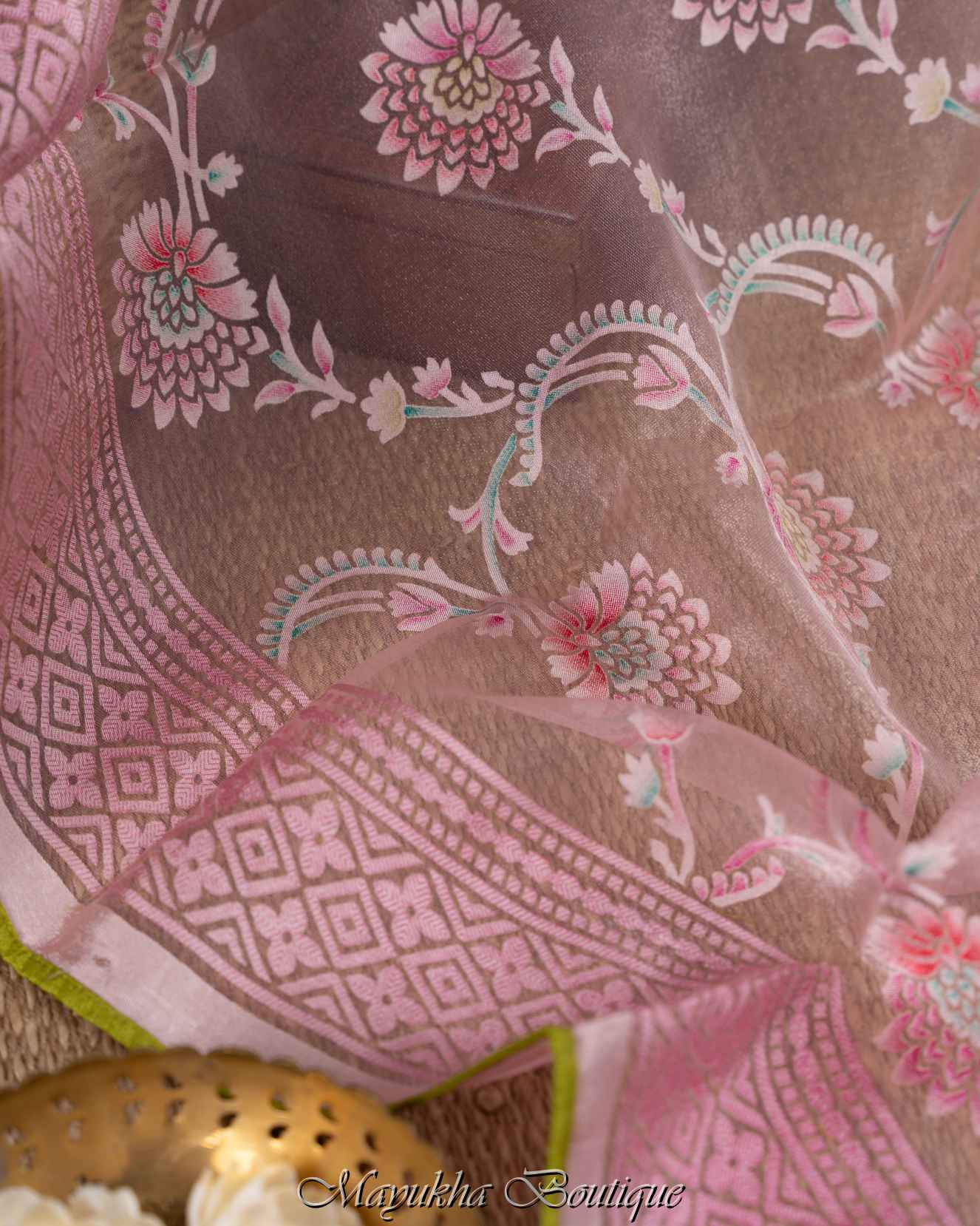 Banarasi Organza Pink Saree mayukhasarees