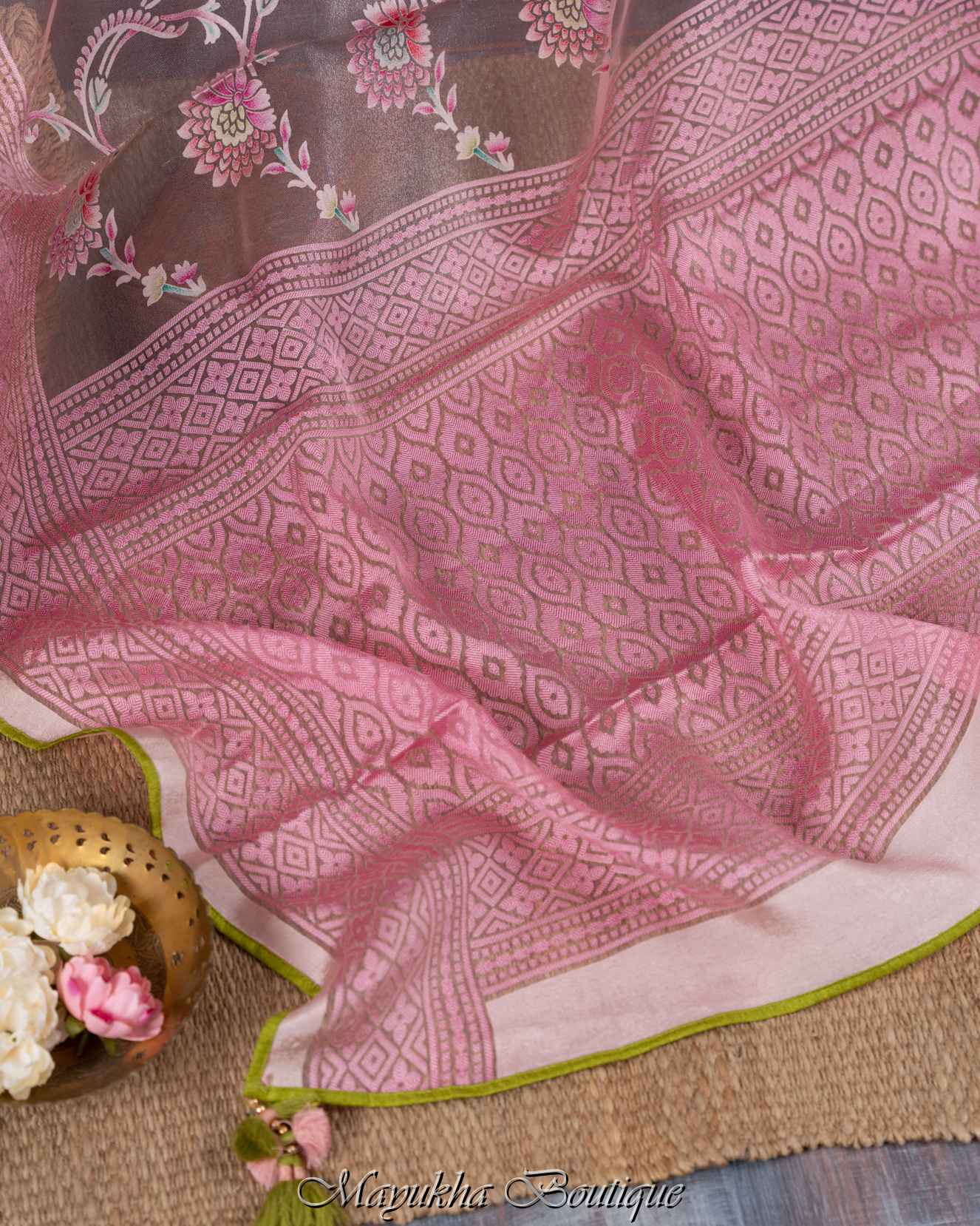 Banarasi Organza Pink Saree mayukhasarees