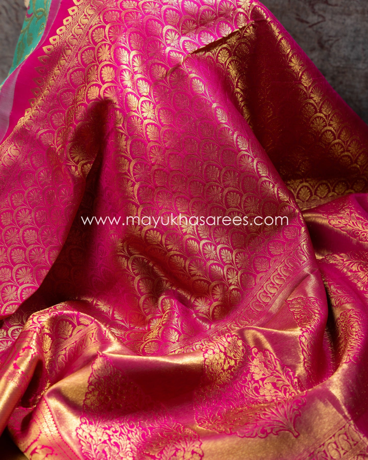 Blue And Pink Tifli Kanchipuram Silk Saree With Stitched Blouse mayukhasarees