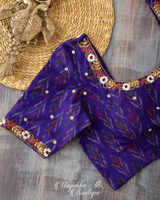 Bossy Blues Ikkat Sico Blouse mayukhasarees