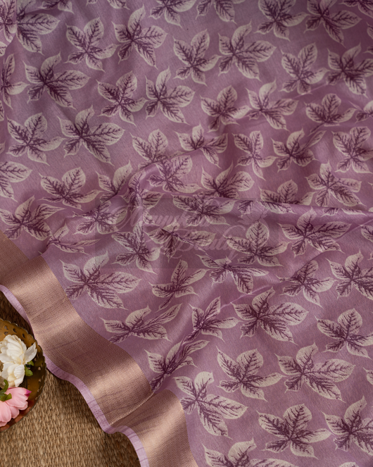 Chanderi Block Prints Lavender mayukhasarees