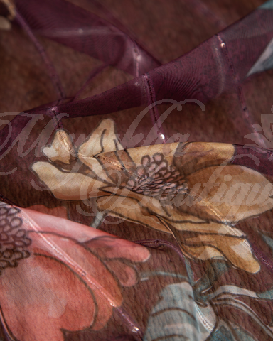 Floral Printed Organza Saree With Dhana Border And Ajrak Blouse With Stitched Blouse In Size 38-44 mayukhasarees