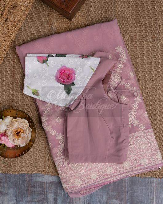 Georgette Chikanakri Mauve Saree mayukhasarees