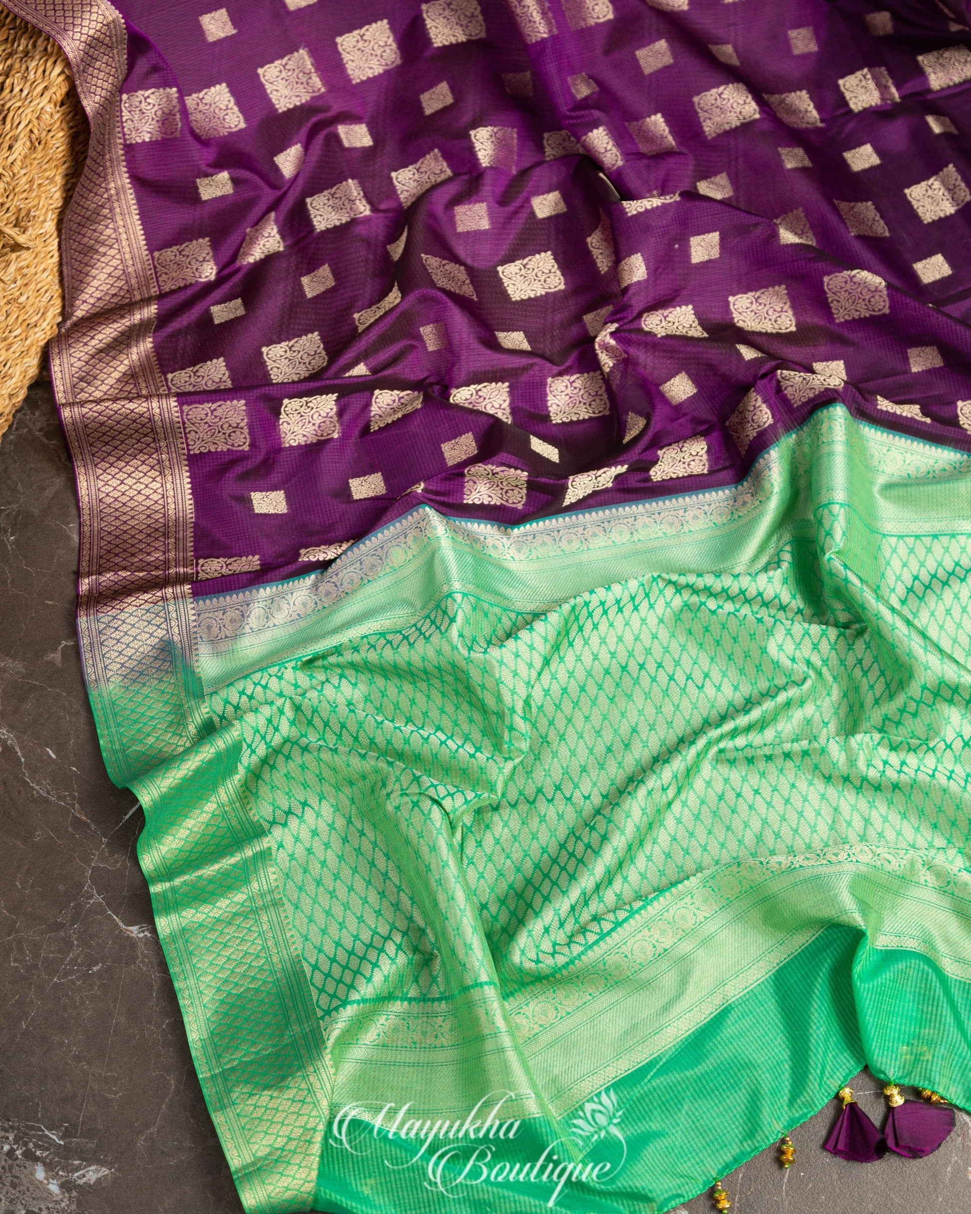 Kanchipuram Kora Pristine Purple Purplesaree With Stitched Blouse In Size 38-44 mayukhasarees