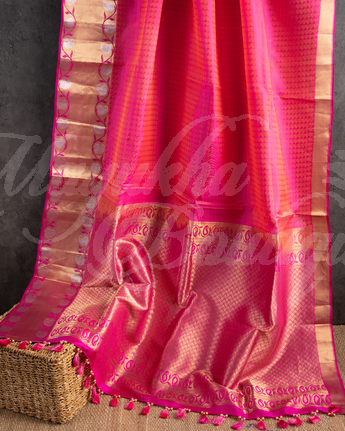 In Full Bloom Bright Pink Saree with Floral Embroidered Blouse – Talking  Threads