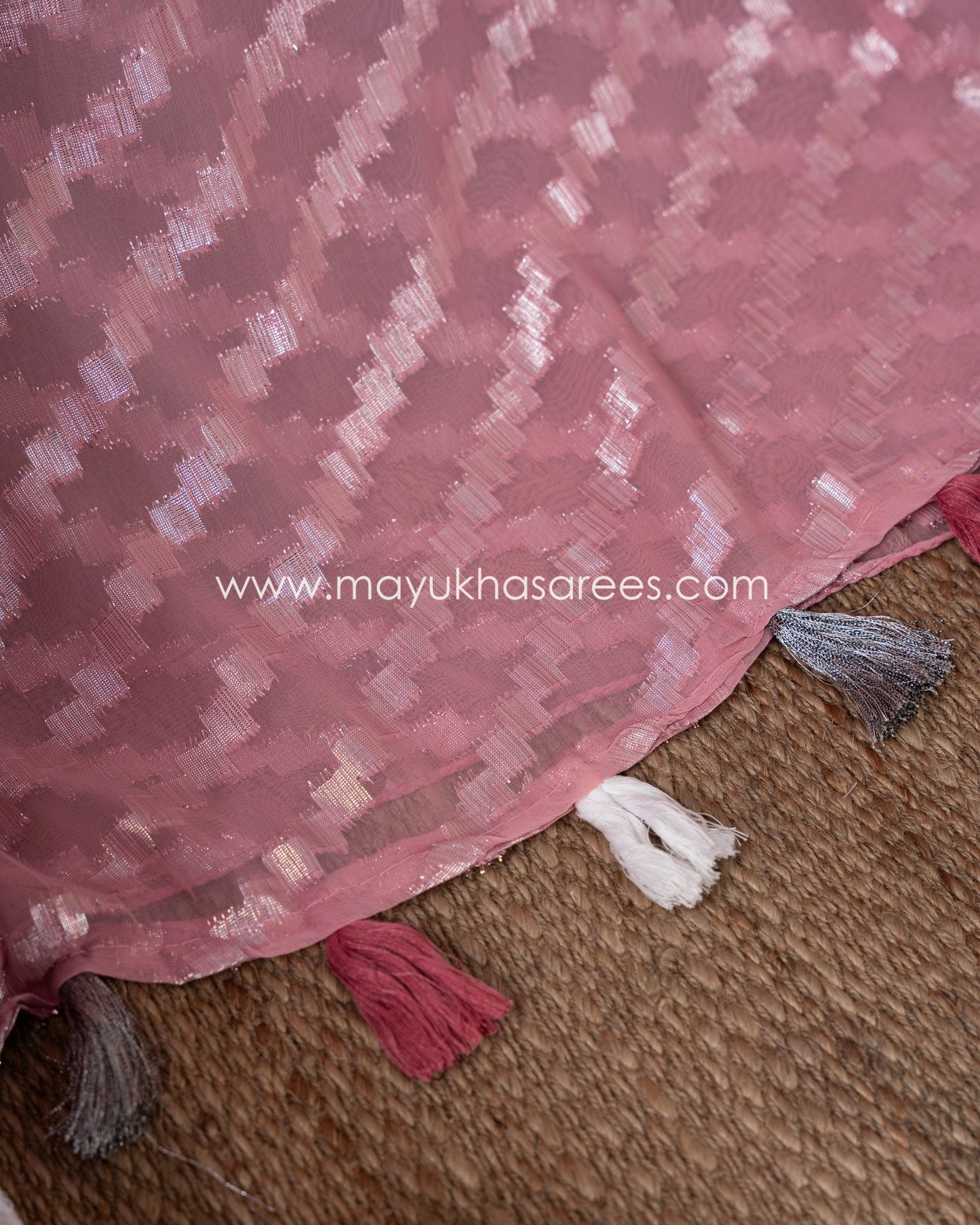 Lavender Blossom: Chikankari And Linen Gorgette Saree With Stitched Custom Blouse