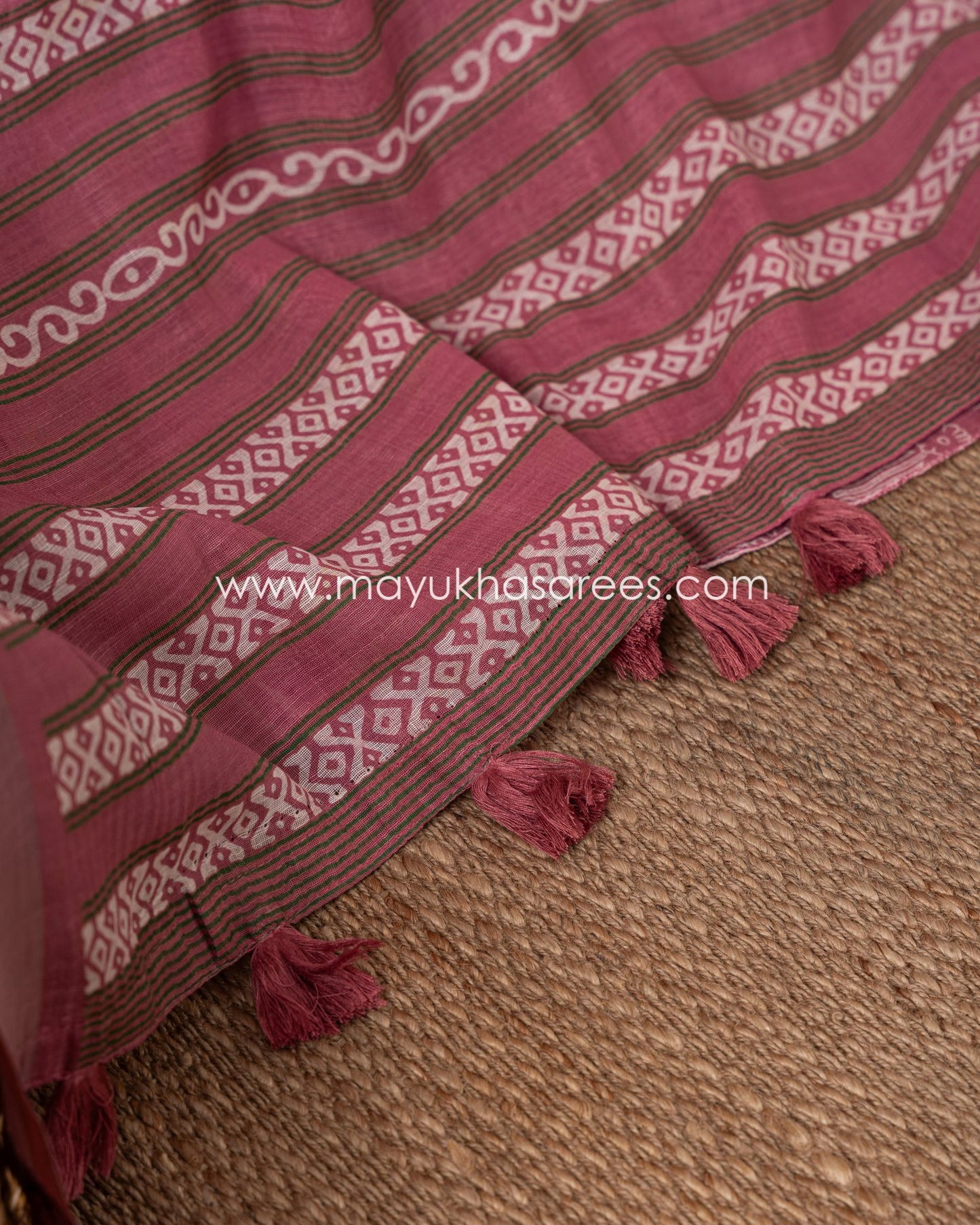 Mauve Lace Elegance: Chanderi Cotton Silk Saree With Stitched Custom Blouse