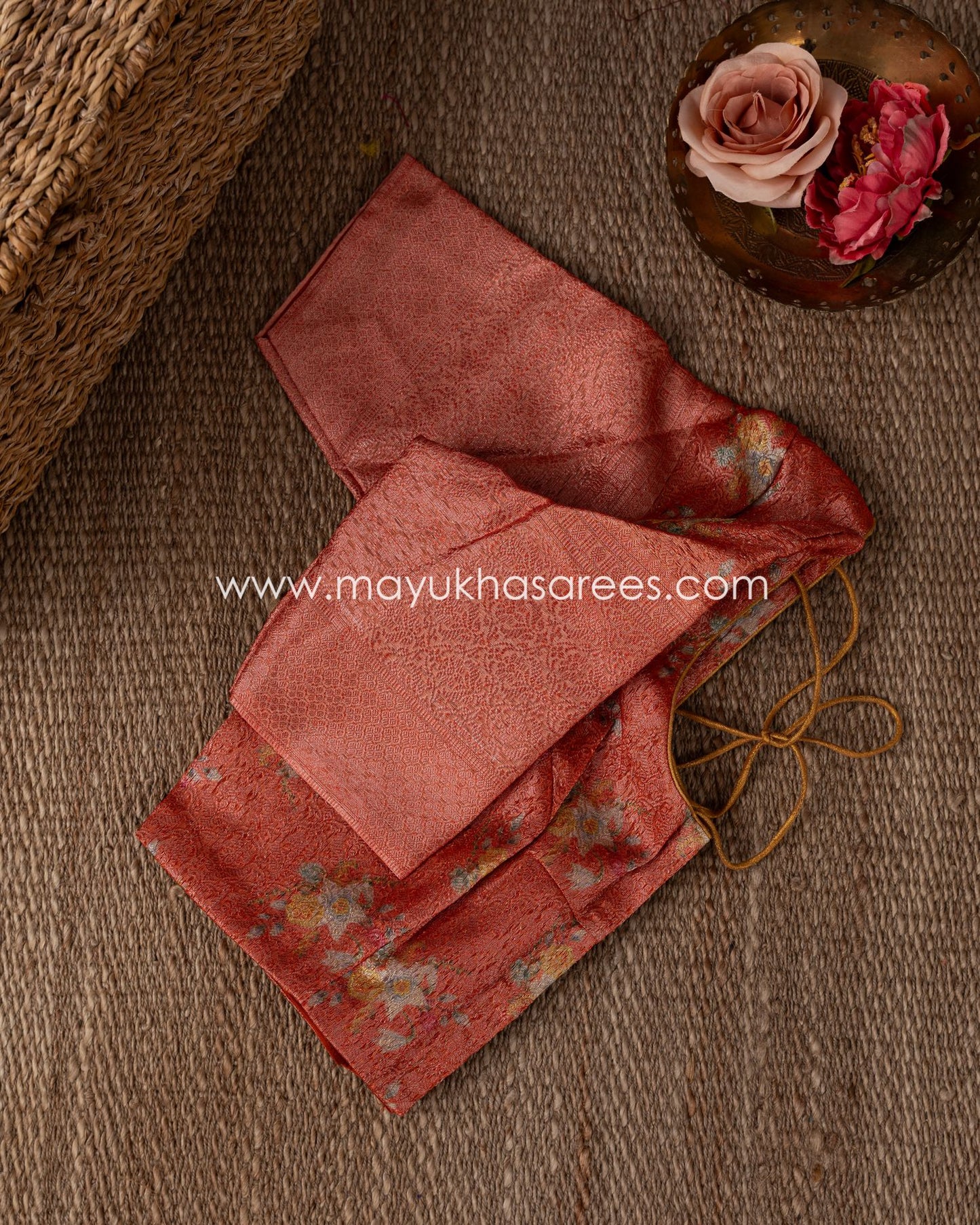 Pastel Pink Banarasi Kora Saree With Stitched Custom Blouse Size 38-44