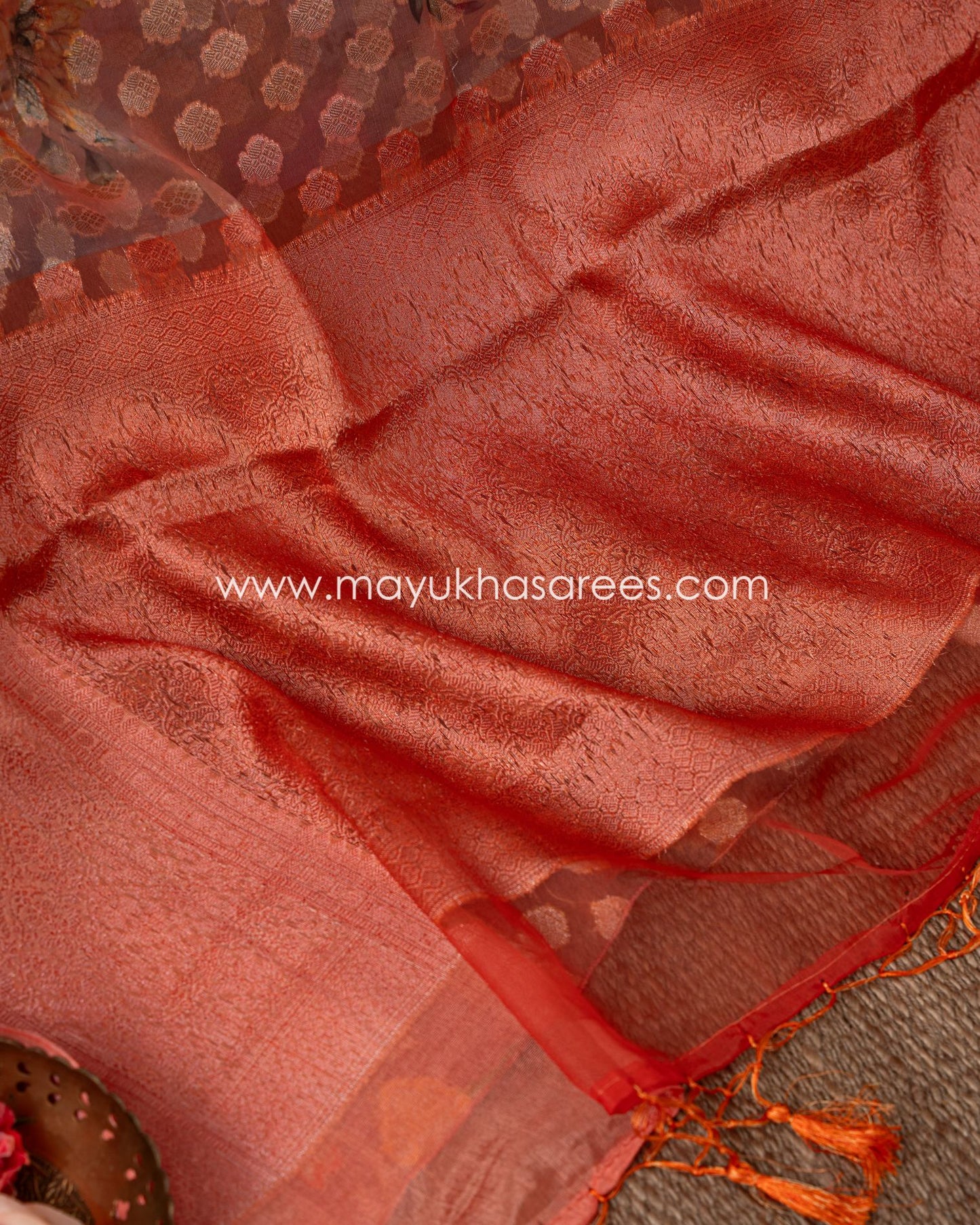 Pastel Pink Banarasi Kora Saree With Stitched Custom Blouse Size 38-44