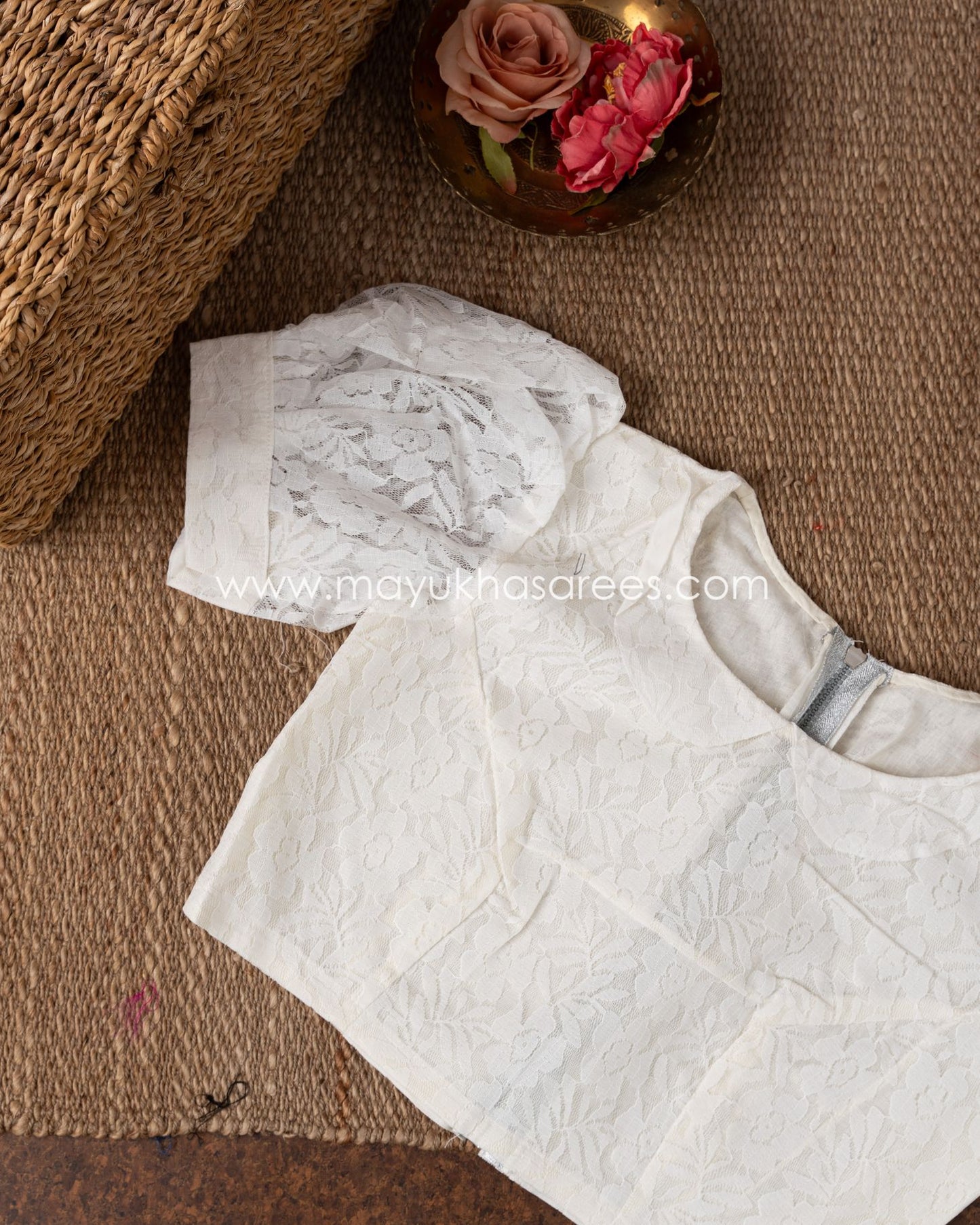 Silk And Lace Fusion: Black And White Chanderi Saree With Stitched Custom Blouse