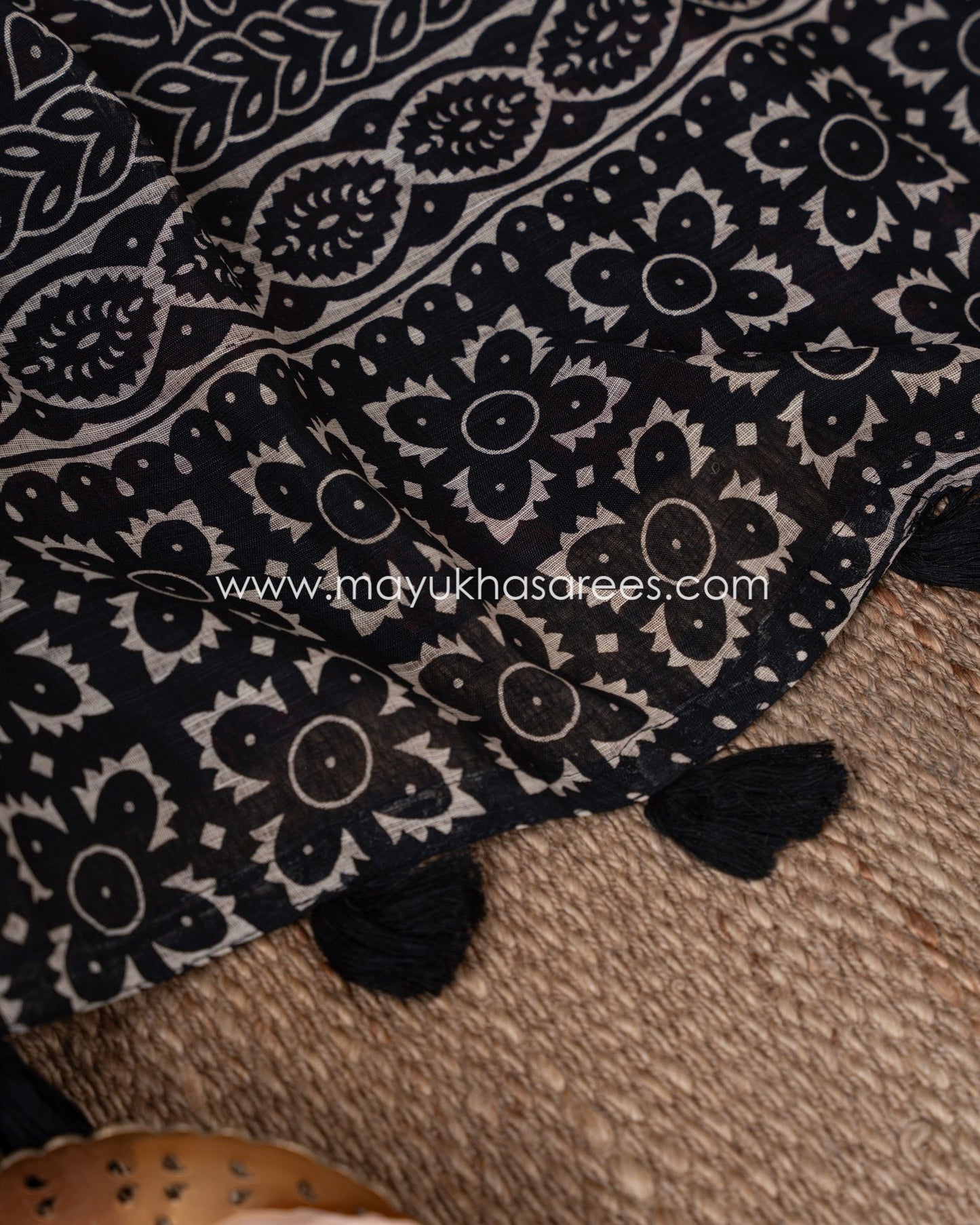 Silk And Lace Fusion: Black And White Chanderi Saree With Stitched Custom Blouse
