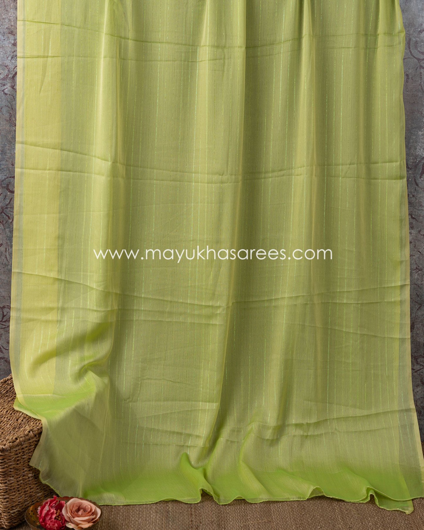 Kalamkari Bliss: Pure Silk Chiffon Saree With Multi Color Leaf
