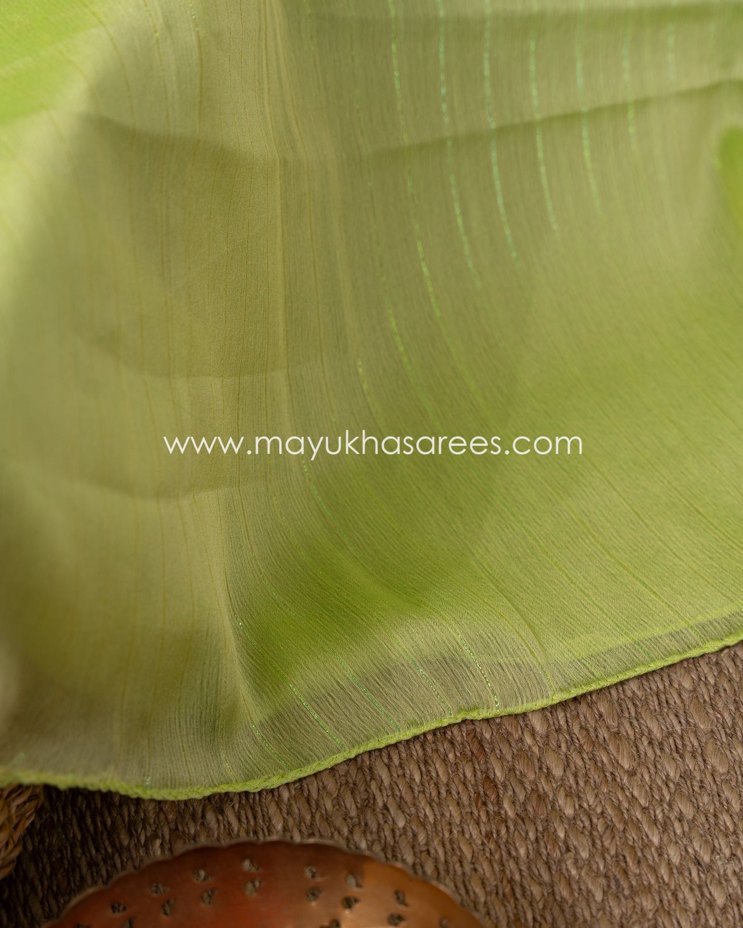 Kalamkari Bliss: Pure Silk Chiffon Saree With Multi Color Leaf
