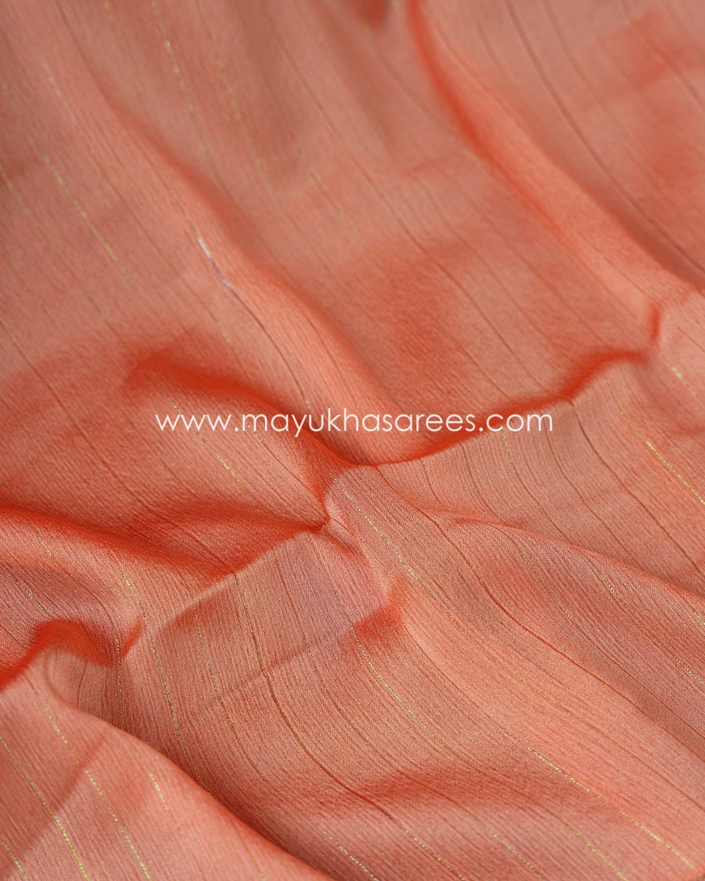 Peach Blossom Silk Saree With Kalamkari Blouse - Chiffon Weave