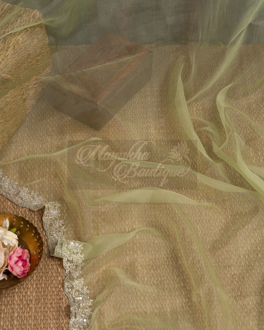 Pure Organza Pastel Green Silk Saree mayukhasarees