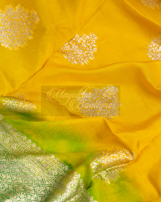 Yellow Banarasi Munga Silk Saree mayukhasarees