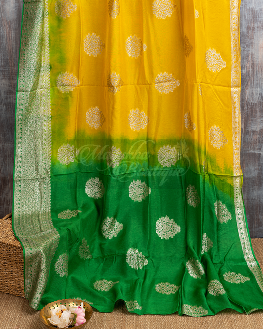 Yellow Banarasi Munga Silk Saree mayukhasarees